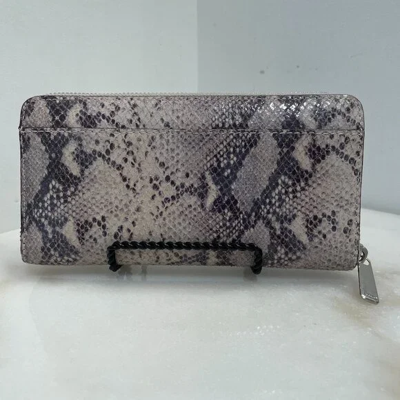 Coach Gray Snakeskin Leather Accordion Style Zip Around Wallet - Picture 3 of 16